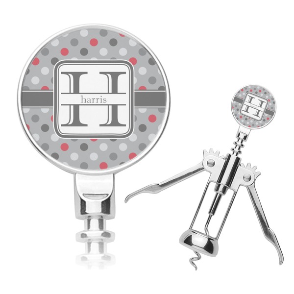 Custom Red & Gray Polka Dots Corkscrew (Personalized)
