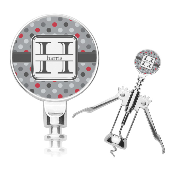 Custom Red & Gray Polka Dots Corkscrew (Personalized)