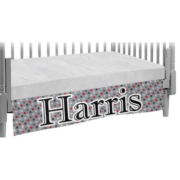Custom Red & Gray Polka Dots Crib Skirt (Personalized)