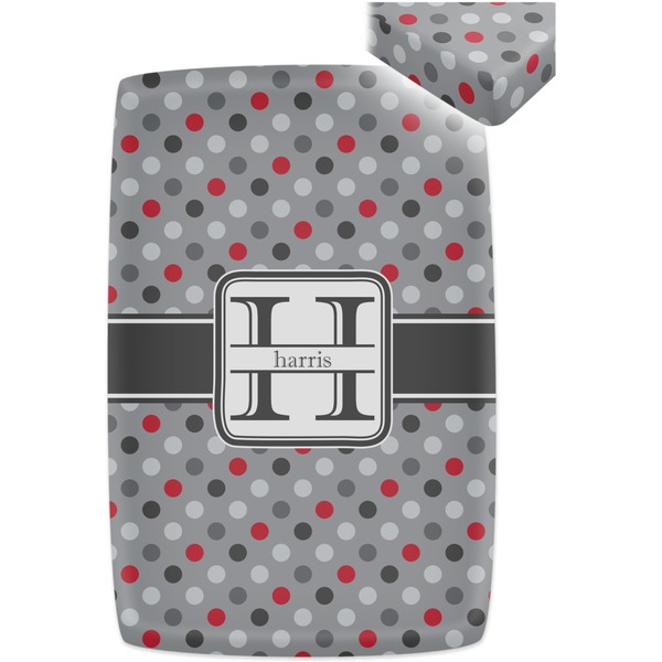 Red & Gray Polka Dots Crib Fitted Sheet - Apvl
