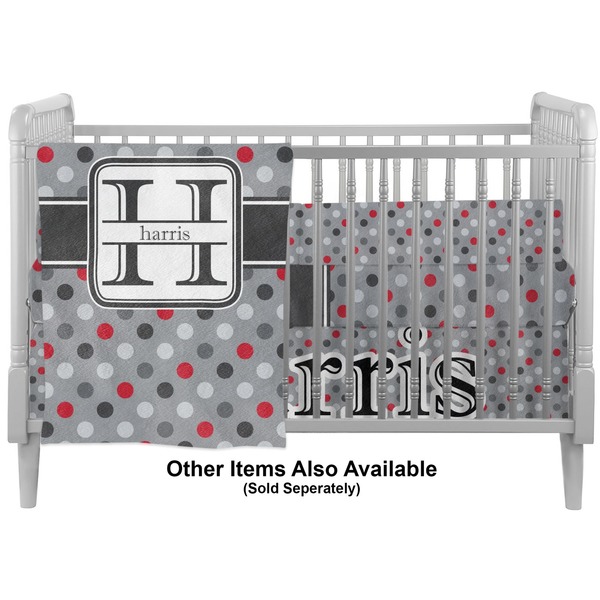 Red & Gray Polka Dots Crib - Profile Sold Seperately