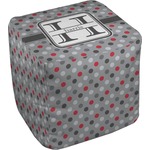 Red & Gray Polka Dots Cube Pouf Ottoman - 13" (Personalized)