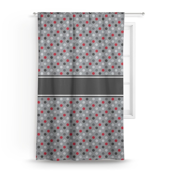 Custom Red & Gray Polka Dots Curtain - 50"x84" Panel