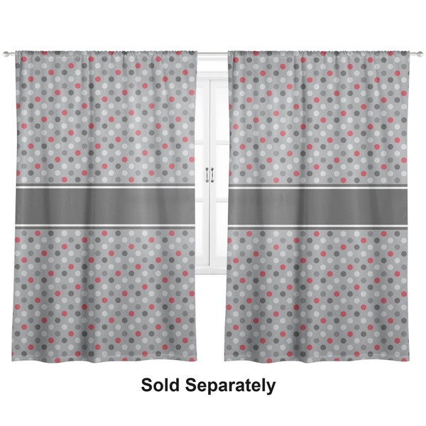 Custom Red & Gray Polka Dots Curtain Panel - Custom Size