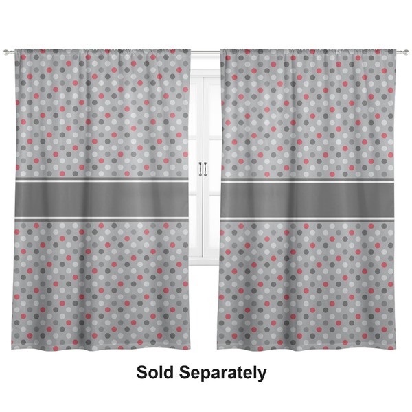 Red & Gray Polka Dots Curtain 112x80 - Lined