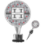 Red & Gray Polka Dots Wine Bottle Stopper (Personalized)