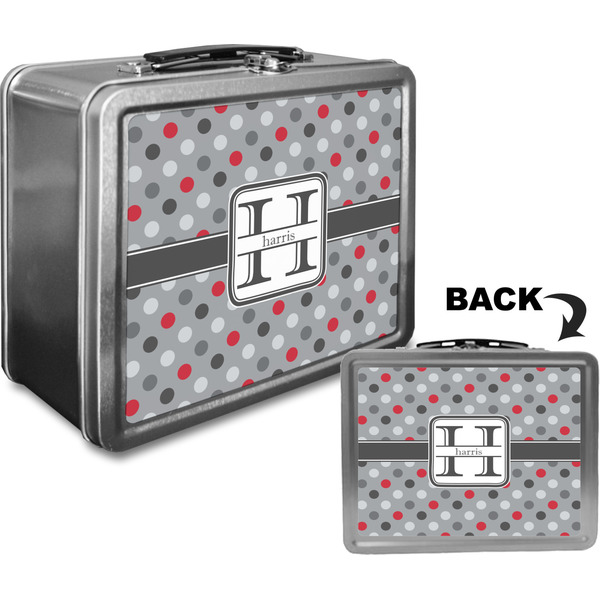 Red & Gray Polka Dots Custom Lunch Box / Tin Approval