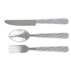 Red & Gray Polka Dots Cutlery Set (Personalized)