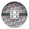 Red & Gray Polka Dots Microwave Safe Plastic Plate - Composite Polymer (Personalized)