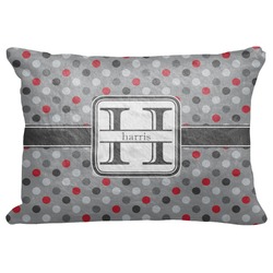Red & Gray Polka Dots Decorative Baby Pillowcase - 16"x12" (Personalized)