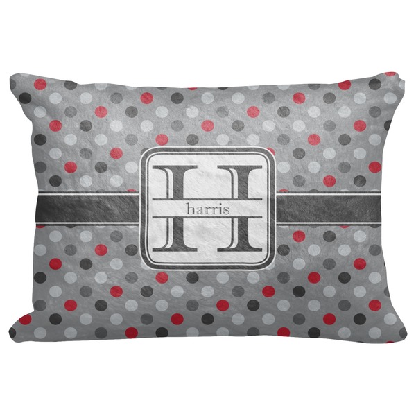 Custom Red & Gray Polka Dots Decorative Baby Pillowcase - 16"x12" (Personalized)