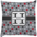 Red & Gray Polka Dots Decorative Pillow Case (Personalized)