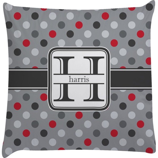 Custom Red & Gray Polka Dots Decorative Pillow Case (Personalized)