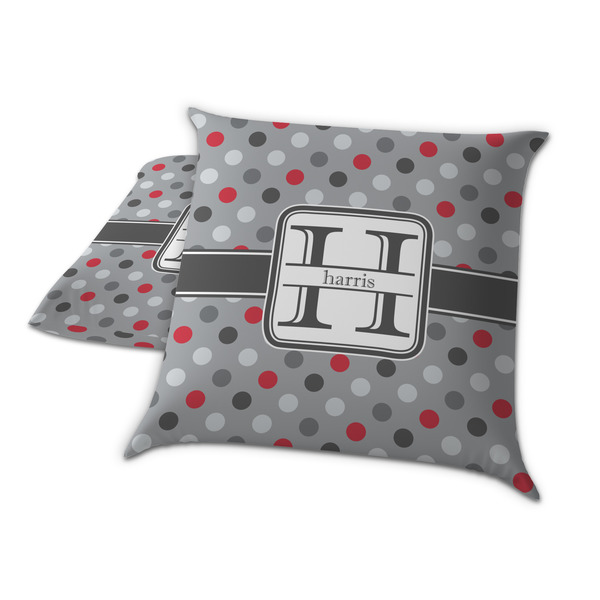Red & Gray Polka Dots Decorative Pillow Case - TWO