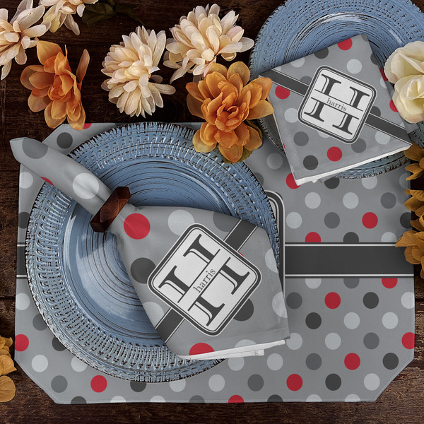 Red & Gray Polka Dots Dining Set