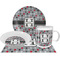 Red & Gray Polka Dots Dinner Set - 4 Pc (Personalized)