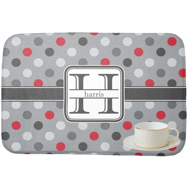 Red & Gray Polka Dots Dish Drying Mat