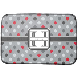 Red & Gray Polka Dots Dish Drying Mat (Personalized)