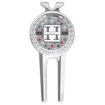 Red & Gray Polka Dots Golf Divot Tool & Ball Marker (Personalized)