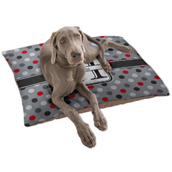 Red & Gray Polka Dots Dog Bed - Large w/ Name and Initial