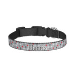 Red & Gray Polka Dots Dog Collar - Large (Personalized)