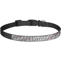 Red & Gray Polka Dots Dog Collar - Large (Personalized)