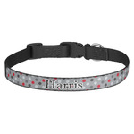 Red & Gray Polka Dots Dog Collar - Medium (Personalized)