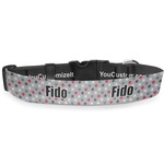 Red & Gray Polka Dots Deluxe Dog Collar - Double Extra Large (20.5" to 35") (Personalized)