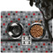 Red & Gray Polka Dots Dog Food Mat - Large LIFESTYLE