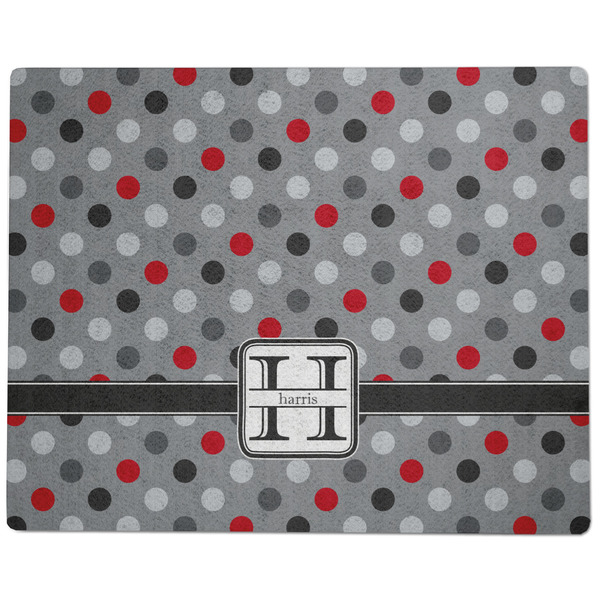 Red & Gray Polka Dots Dog Food Mat - Large without Bowls