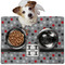Red & Gray Polka Dots Dog Food Mat - Medium w/ Name and Initial