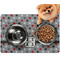 Red & Gray Polka Dots Dog Food Mat - Small LIFESTYLE