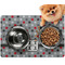 Red & Gray Polka Dots Dog Food Mat - Small w/ Name and Initial