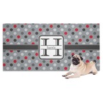 Red & Gray Polka Dots Dog Towel (Personalized)