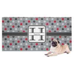 Red & Gray Polka Dots Dog Towel (Personalized)