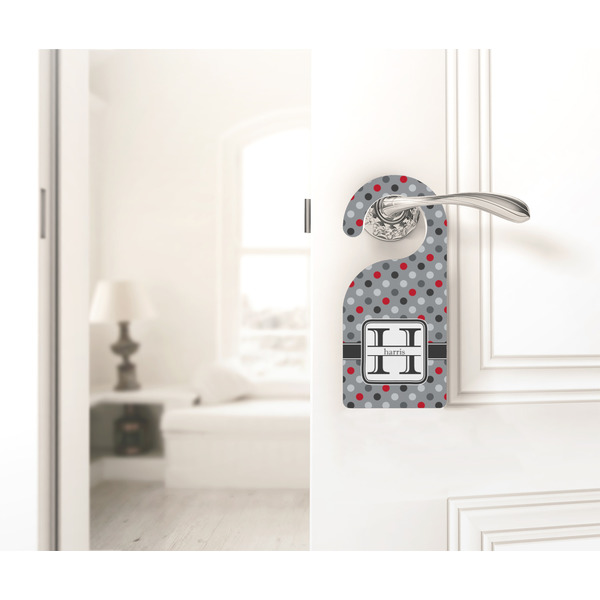 Red & Gray Polka Dots Door Hanger - LIFESTYLE