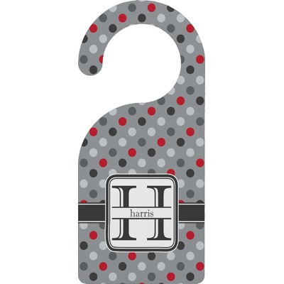 Red & Gray Polka Dots Door Hanger (Personalized)