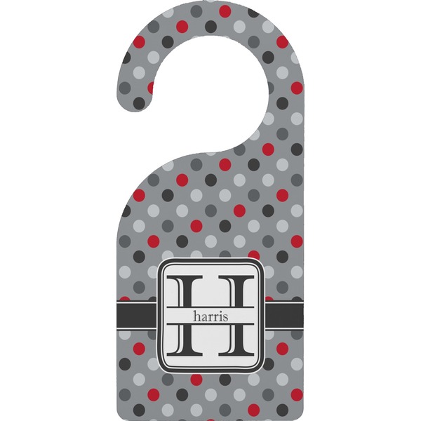 Custom Red & Gray Polka Dots Door Hanger (Personalized)