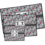 Red & Gray Polka Dots Door Mat (Personalized)