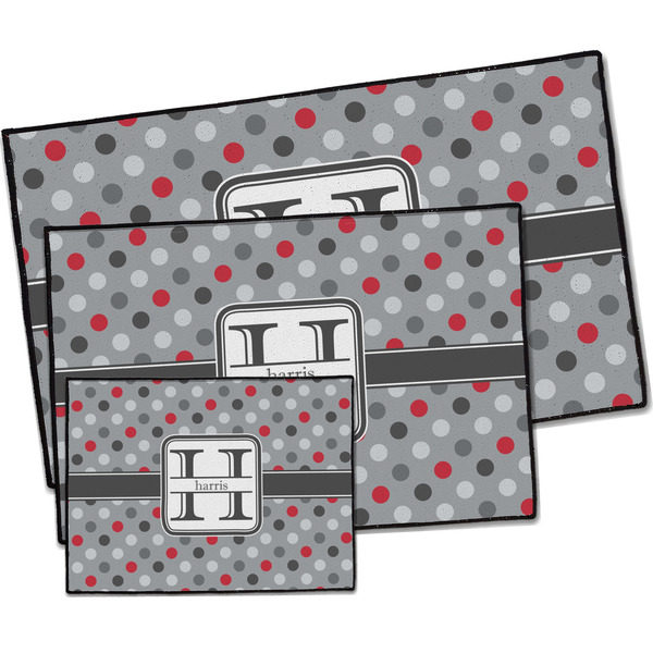 Red & Gray Polka Dots Door Mats - PARENT MAIN