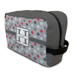 Red & Gray Polka Dots Toiletry Bag / Dopp Kit (Personalized)