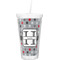 Red & Gray Polka Dots Double Wall Tumbler with Straw (Personalized)
