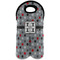 Red & Gray Polka Dots Wine Tote Bag (2 Bottles) (Personalized)
