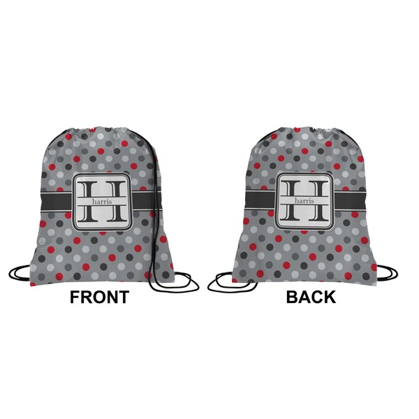 Red & Gray Polka Dots Drawstring Backpack
