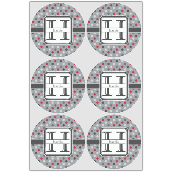 Red & Gray Polka Dots Drink Topper - Large - Set of 6