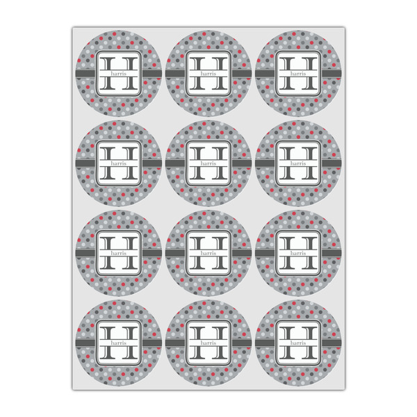 Red & Gray Polka Dots Drink Topper - Small - Set of 12