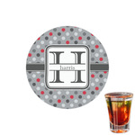 Red & Gray Polka Dots Printed Drink Topper - 1.5" (Personalized)