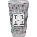 Red & Gray Polka Dots Pint Glass - Full Color (Personalized)