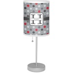 Red & Gray Polka Dots Lamp with Drum Shade (Personalized)