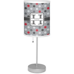 Red & Gray Polka Dots 7" Drum Lamp with Shade (Personalized)